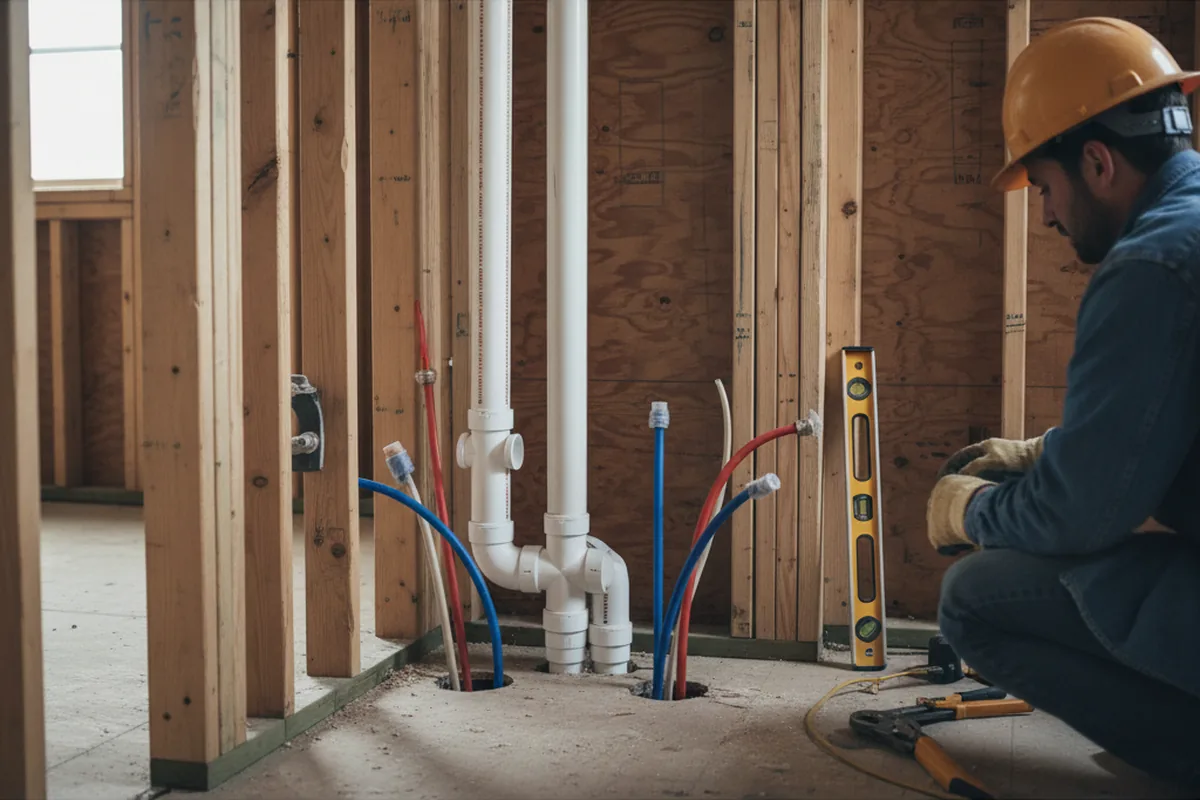 Drain and supply rough-in during Drain Cleaning in Middleboro